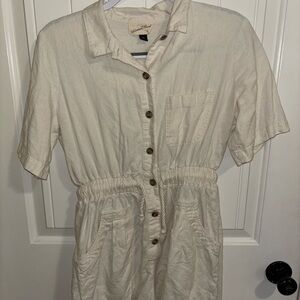 Cream Button-Up Romper